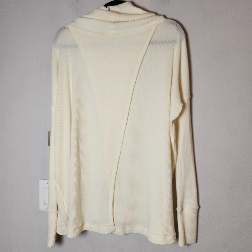 NWT We The Free‎ Split Back Juicy Ribbed Cream Cowl Sweater Oversized Size XS
